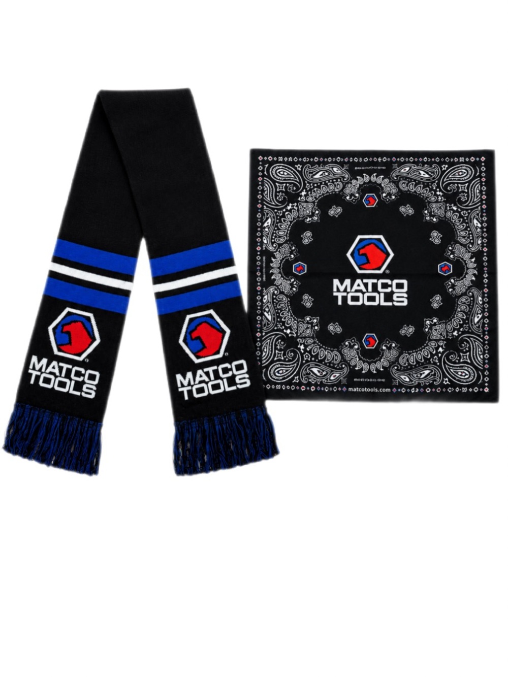 Matco Tools Scarf & Bandana Set Black Blue Red New